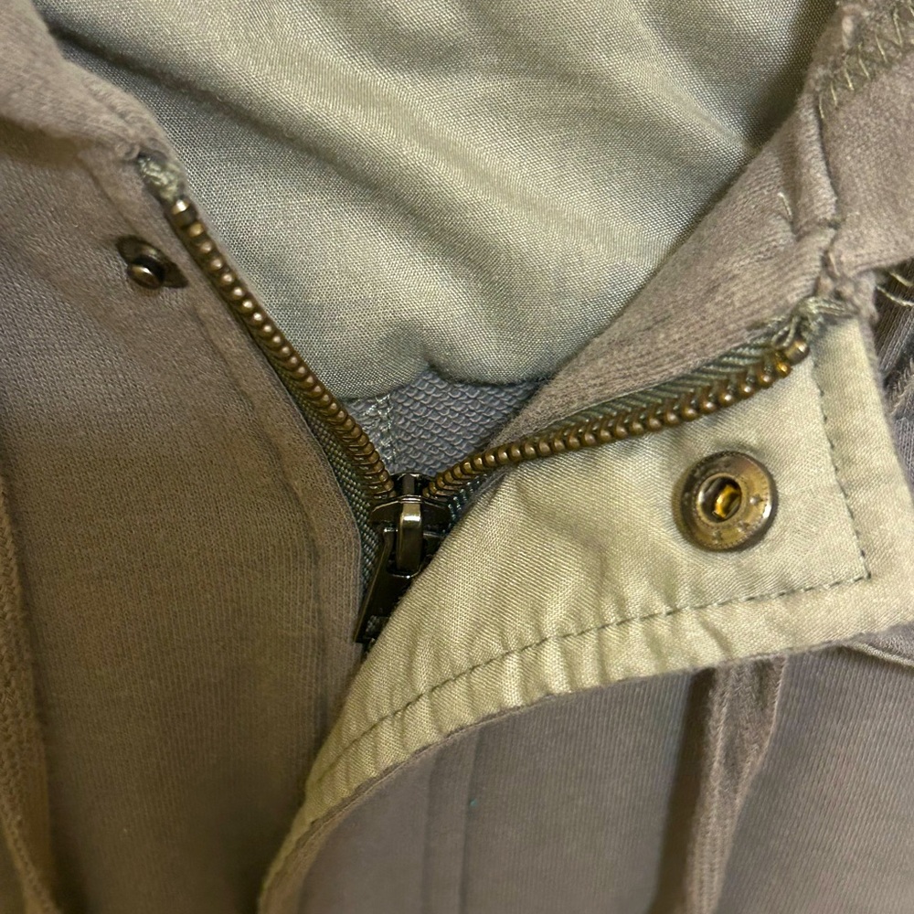 the sweatshirt project Full Zip Up/Snaps Hooded Jacket, Olive Color, Size XL - Picture 5 of 10